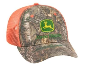 LP69082 John Deere Licensed APX Camo / Blaze Orange Mesh Hat / Cap - Picture 1 of 1