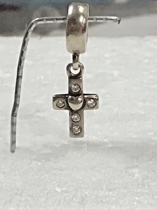 PANDORA #790355CZ CUBIC ZIRCONIA CROSS DANGLE STERLING SILVER CHARM - Picture 1 of 4