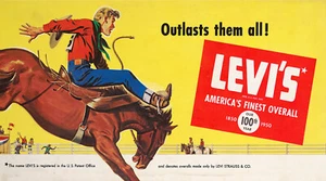 LEVI'S AMERICA'S FINEST OVERALL 100th YEAR  ADVERTISING METAL SIGN - Picture 1 of 1