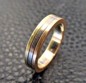 Cartier Three-Gold 18 Karat Gold 3.5 mm Band Ring Size 3.75 / 46