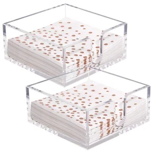 2 Pack Napkin Holder Clear Acrylic Napkin Holder 5.5x5.5x2.5 Inch Square Cock... - Picture 1 of 7