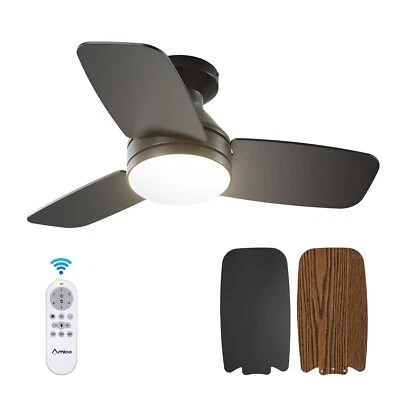 Amico Ceiling Fans with Lights, 30 inch Low Profile Ceiling Fan with Light an... - Image 1 of 4