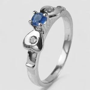 Charming Pastel Blue Sapphire With Sparkling Accents Delicate Bow Design Rings - Picture 1 of 8