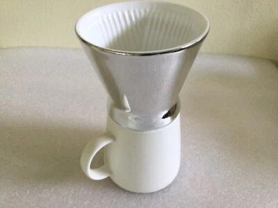 Starbucks 2014 ¡Juego de cerámica para verter! Taza blanca Chrome Brewer y base ancha ¡difícil de encontrar! Foto 1 de 4