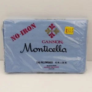 Cannon Monticello No-Iron Muslin Blue Standard 42"x36" Pair Pillowcases USA - Picture 1 of 4