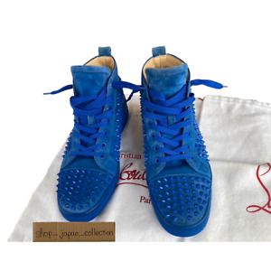 Christian Louboutin Louis Flat Spikes High Top Sneakers Blue Size 43 US10