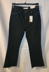 Topshop DREE Cropped Kick Flare Jeans Size 8 W30 Black Raw Hem NWT  - Picture 1 of 4