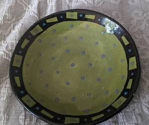 Rob Sanders Studio Art Pottery Green Bowl 10"  Signed - Picture 1 of 9