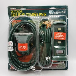 Paquete combinado de madera para vacaciones al aire libre 59250 25 pies cable de paisaje tomas de corriente - Imagen 1 de 4