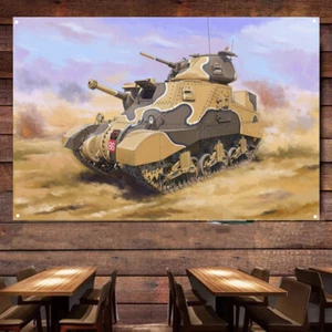 Bandera de tanque mediana M3 Grant bandera colgante de pared amante militar regalos coleccionables - Imagen 1 de 6