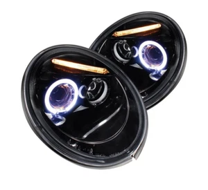 Coppia Fari Fanali Anteriori Tuning VW NEW BEETLE (10.98-05.05) ANGEL EYES Neri - Imagen 1 de 1