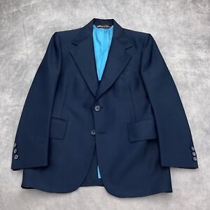 Bonds Blazer Men 38 Blue Woven Suit Coat Jacket Wide Lapel USA 70s VTG