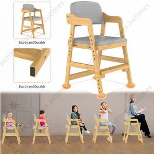 Wooden High Chair Adjustable Toddlers Steps Stool Kids Dining Chair Study Chair - Picture 1 of 13