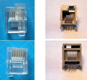 LEGO Male Female Plugs / Connectors RJ12 6P6C for LEGO NXT EV3 with offset latch - Picture 1 of 22