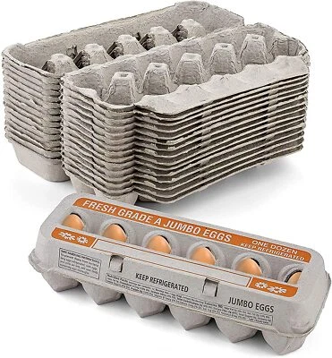 MT Products Printed Pulp Fiber Egg Cartons | Holds 12 Jumbo Eggs - Pack of 15
