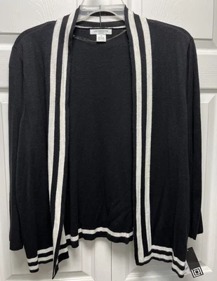 Suéter Liz Claiborne Nuevo Con Etiquetas, Talla Plus 1X Negro Con Borde Crema Nuevo Foto 1 de 4