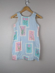 Lilly Pulitzer Girl’s Sz 12 Stamps Patch Sleeveless Shift Dress Floral 201 - Picture 1 of 5