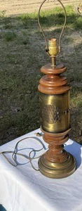 Maritime Laterne Tischlampe Messing Holz Vintage 3 Wege Schalter Vintage Rotlicht - Bild 1 von 9