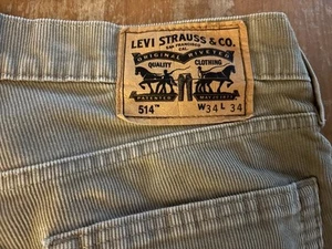 Levi's 514 Cordhose Herren 34 x 34 grau hellbraun gerades Bein Passform Baumwollmischung gebraucht, in einwandfreiem Zustand - Bild 1 von 5