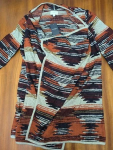 Lucky Brand Women's S Cardigan Aztec Southwestern Open Front Sweater Draped NWT - Picture 1 of 16