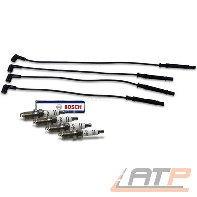 ZÜNDKABELSATZ + 4x BOSCH ZÜNDKERZE FÜR RENAULT CLIO KANGOO TWINGO 1.2 BJ 96-07 - Bild 1 von 4