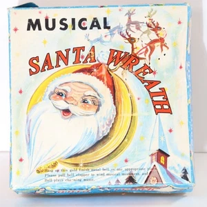 Vintage musikalischer Weihnachtskranz Zugschnur Jingle Bells Originalkarton funktioniert - Bild 1 von 10