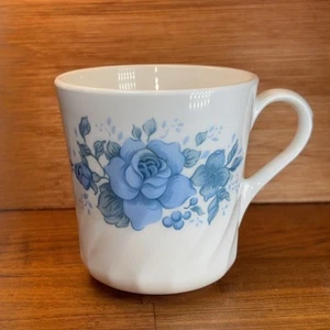 Corelle Corning Ware Blue Velvet Coffee Mug Cup Blue Roses Swirl No 37 - Picture 1 of 8