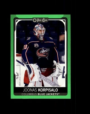 #431 Joonas Korpisalo Blue Jackets 2021-22 O-Pee-Chee Neon Green Border /50 - Image 1 of 2