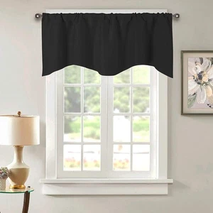 Tenda oscurante privacy 2 pannelli oscurante smerlata cucina Swag Valance asta tasca - Foto 1 di 79