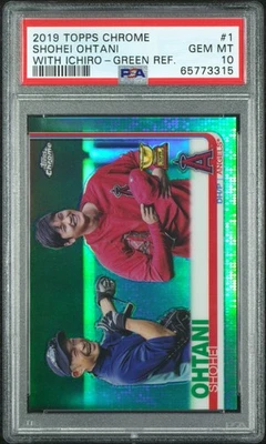 SHOHEI OHTANI 2019 Topps Chrome /99 Green Refractor PSA 10 ICHIRO SP #1 Rookie - Image 1 of 2