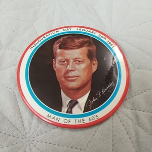 Ancien bouton d'inauguration broche 6" John F Kennedy politique JFK 1961 - Photo 1/4