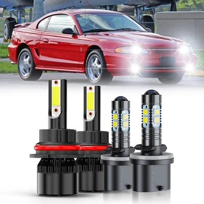 Fit Ford Mustang 1994-2004 LED Headlight High Low Beam Fog Light Combo Kit - Image 1 of 4