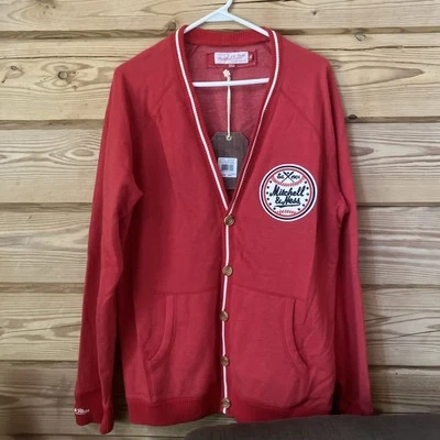 Mitchell & Ness Men's Red Varsity Button Down Embroidered Cardigan Size XL NWT - Image 1 of 4