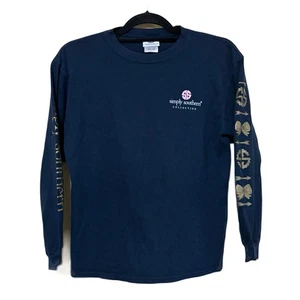 Simply Southern Love Whoo You Are Owl Tee Youth L Navy Long Sleeve T-Shirt - Picture 1 of 8
