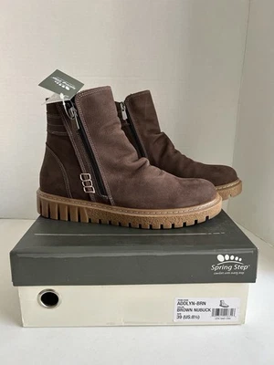 Spring Step Women's Addlyn Bootie Brown Nubuck Leather Sz US 8.5 EUR 39 - Image 1 of 4
