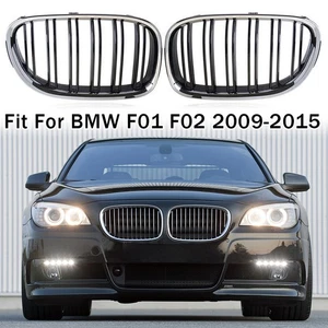 For BMW F01 F02 F03 F04 2009-2015 Pair Chrome Dual Slat Front Bumper Grille ABS - Picture 1 of 7