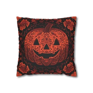 Funda de Almohada Halloween Jack o Linterna Calabaza Hojas de Otoño Funda de Cojín - Imagen 1 de 19
