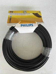 Cable de TV para exteriores vintage Philips 75 pies 300 ohmios antena cable nuevo de stock - Imagen 1 de 4