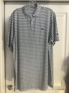 Peter Millar Golf Polo Shirt Mens Large Blue Short Sleeve Poly Lyocell Spandex - Picture 1 of 8