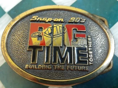 Herramientas a presión Big Time Building the Future hebilla de cinturón de latón macizo vintage años 90 Foto 1 de 4