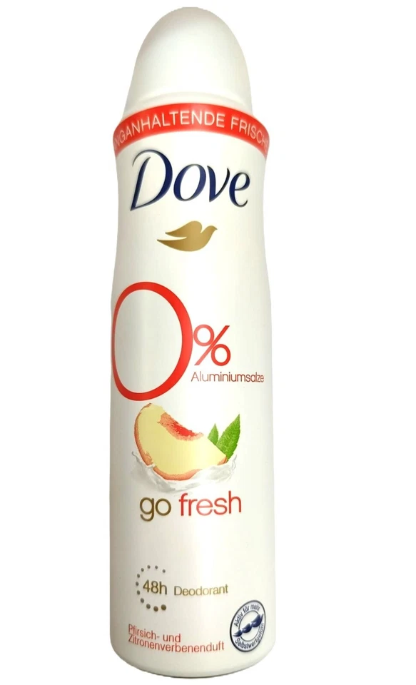 34,39€/L- 6x Dove Deospray Go Fresh- Pfirsich & Zitrone, ohne Aluminium - 150ml - Bild 1 von 1