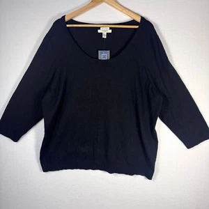 Liz Claiborne Sweater Cashmere Cotton Women 3X Pullover Soft Knit Top Minimalist - Picture 1 of 6