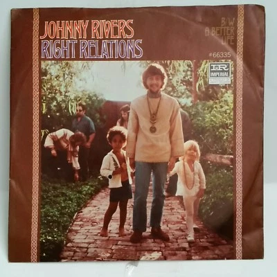 Johnny Rivers  RIGHT RELATIONS  (ROCK N ROLL 45/PS) #66335 PLAYS VG++ NO NOISE! - Image 1 of 4