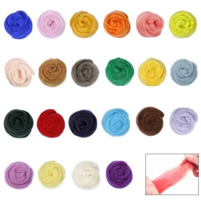 5g-50g Mezcla Fibra Lana Roving Aguja Fieltro Teñido Giratorio Hágalo Usted Mismo Recorte de Costura Foto 1 de 4