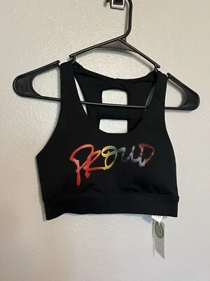 Sujetador deportivo Gilly Hicks Go Recharge negro arco iris orgulloso para mujer talla S - Nuevo Foto 1 de 4