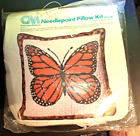 COLUMBIA MINERVA Monarch Butterfly Needlepoint Pillow Kit 1976 14x14 Sealed