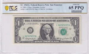 1963 A $1 FRN San Francisco FR-1901 L PCGS Choice UNC 65 PPQ - Picture 1 of 2