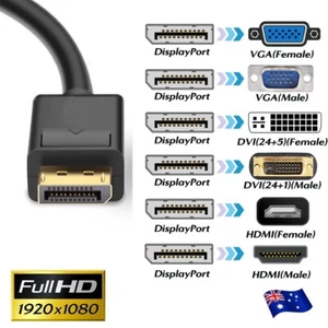 Displayport DP Male to VGA DVI HDMI Female Display Port Converter Adapter Cable - Picture 1 of 13