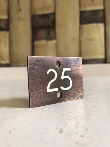 Early 20th Century Small Copper/Bronze Enamel House door number 25 Plate Sign Cover