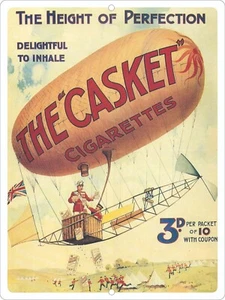 Letrero de metal publicidad retro The Casket Cigarettes 9x12 NUEVO - Imagen 1 de 3